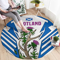 Scotland Thistle and Saltire Round Carpet with Blue and White National Design - Wonder Print Shop