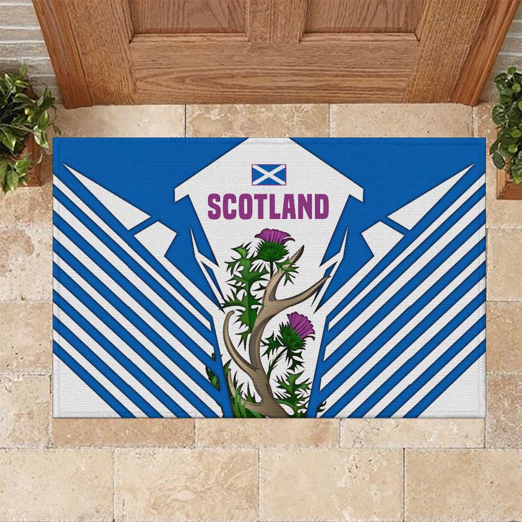 Scotland Thistle and Saltire Rubber Doormat with Blue and White National Design - Wonder Print Shop