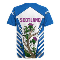 Scotland Thistle and Saltire Rugby Jersey with Blue and White National Design - Wonder Print Shop