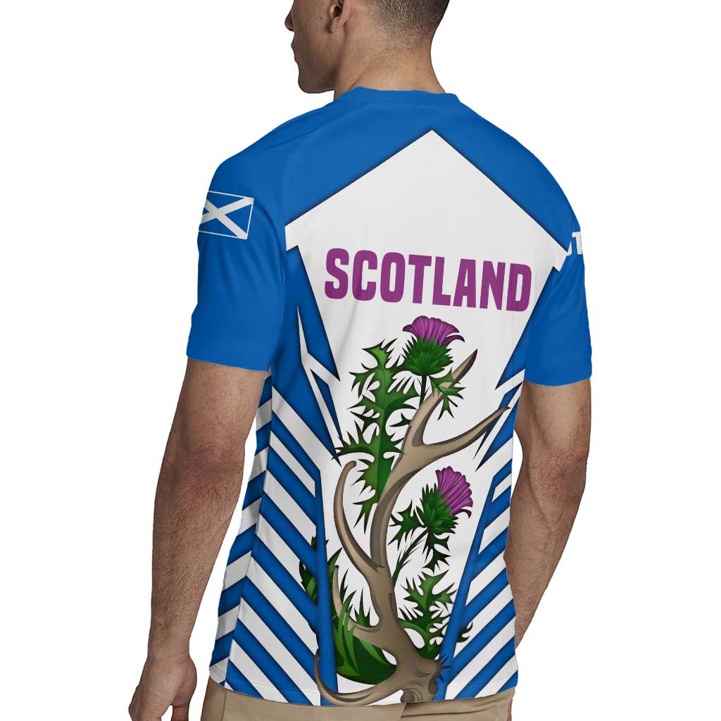 Scotland Thistle and Saltire Rugby Jersey with Blue and White National Design - Wonder Print Shop