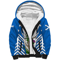 Scotland Thistle and Saltire Sherpa Hoodie with Blue and White National Design - Wonder Print Shop