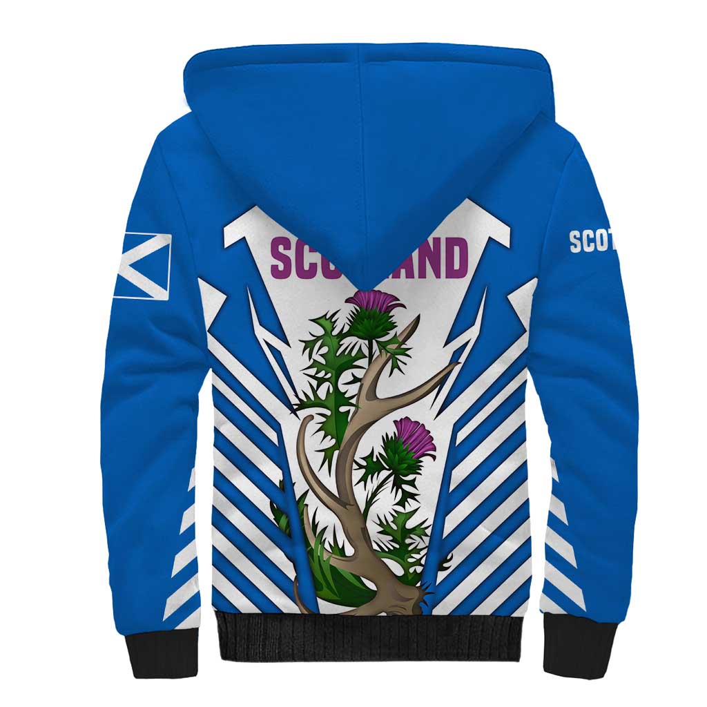 Scotland Thistle and Saltire Sherpa Hoodie with Blue and White National Design - Wonder Print Shop
