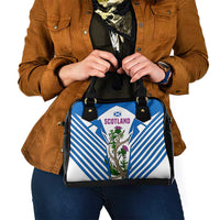 Scotland Thistle and Saltire Shoulder Handbag with Blue and White National Design - Wonder Print Shop