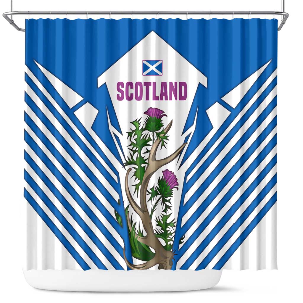 Scotland Thistle and Saltire Shower Curtain with Blue and White National Design - Wonder Print Shop