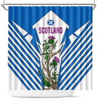 Scotland Thistle and Saltire Shower Curtain with Blue and White National Design - Wonder Print Shop