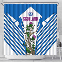 Scotland Thistle and Saltire Shower Curtain with Blue and White National Design - Wonder Print Shop