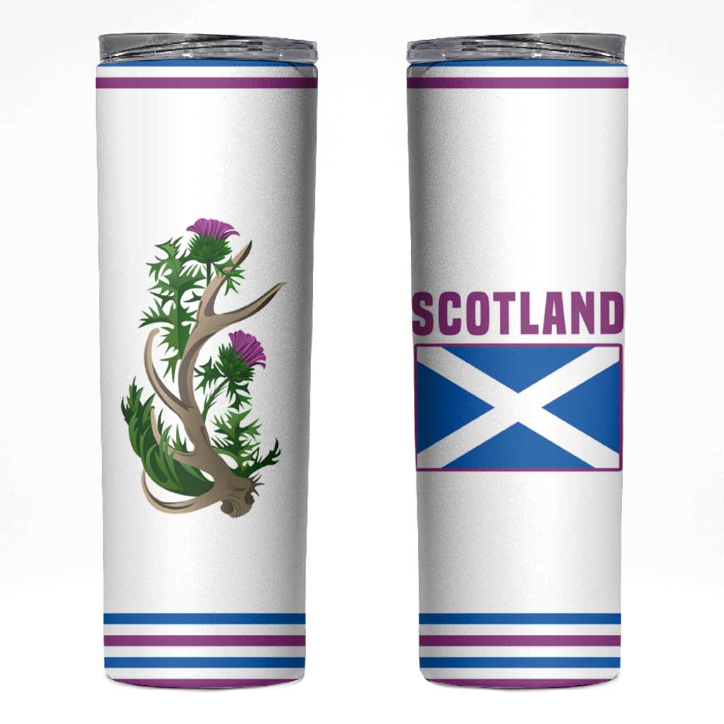 Scotland Thistle and Saltire Skinny Tumbler with Blue and White National Design - Wonder Print Shop
