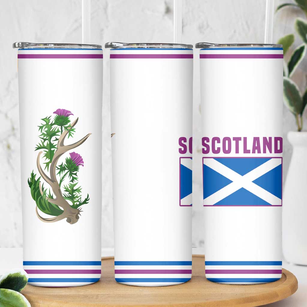 Scotland Thistle and Saltire Skinny Tumbler with Blue and White National Design - Wonder Print Shop