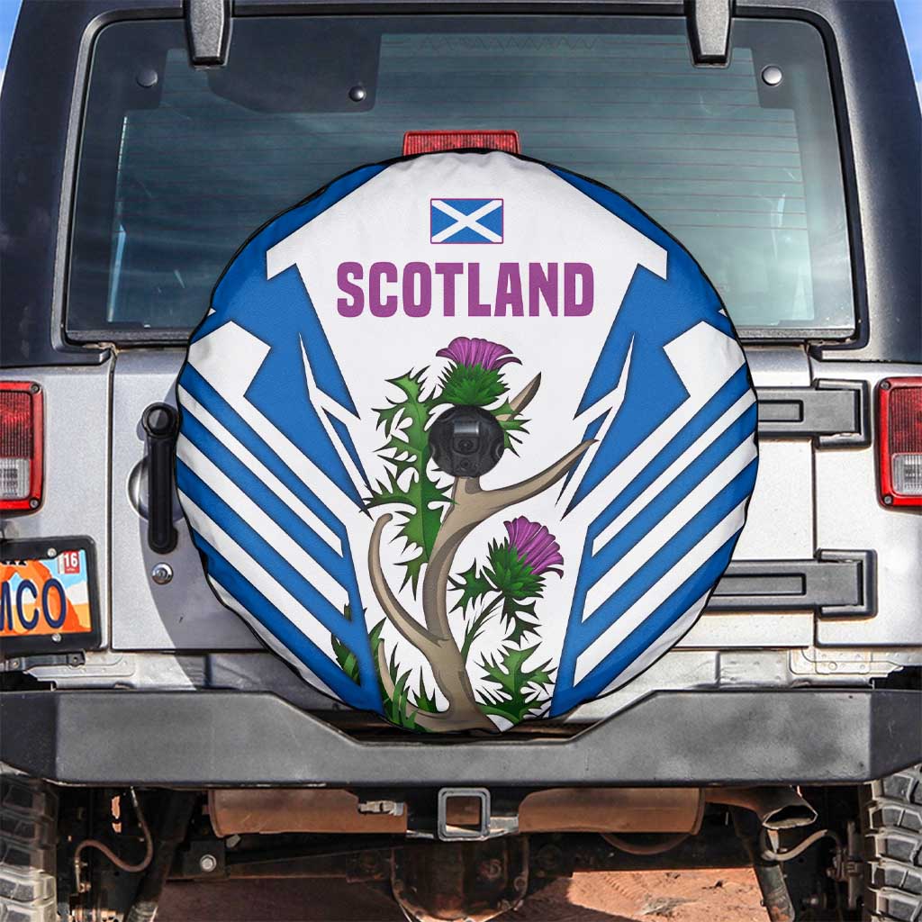 Scotland Thistle and Saltire Spare Tire Cover with Blue and White National Design - Wonder Print Shop