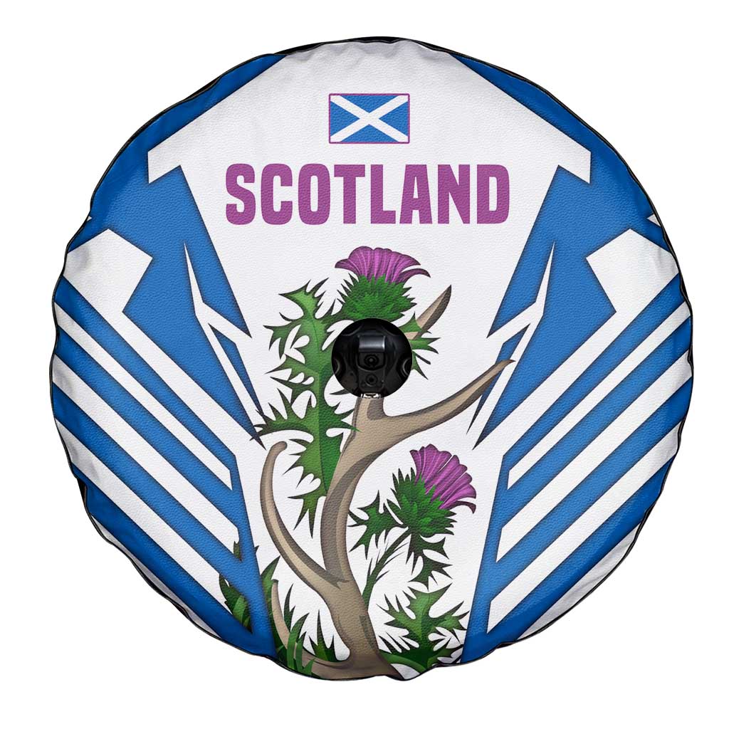 Scotland Thistle and Saltire Spare Tire Cover with Blue and White National Design - Wonder Print Shop