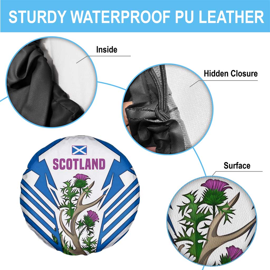 Scotland Thistle and Saltire Spare Tire Cover with Blue and White National Design - Wonder Print Shop