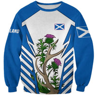 Scotland Thistle and Saltire Sweatshirt with Blue and White National Design - Wonder Print Shop