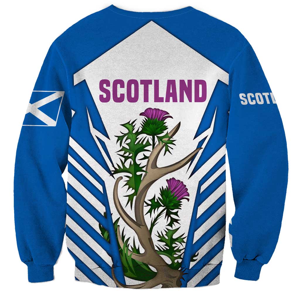 Scotland Thistle and Saltire Sweatshirt with Blue and White National Design - Wonder Print Shop