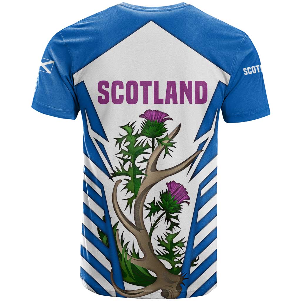 Scotland Thistle and Saltire T Shirt with Blue and White National Design - Wonder Print Shop