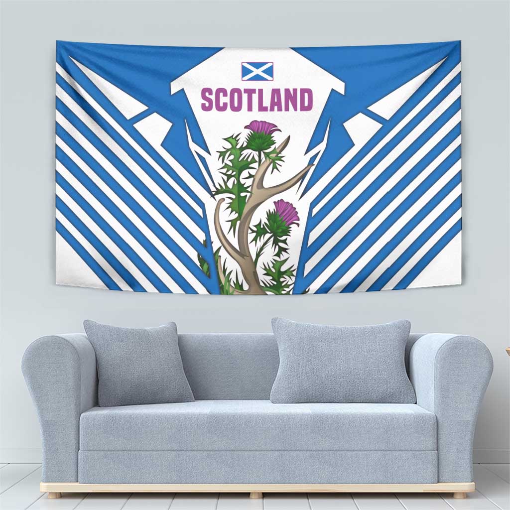 Scotland Thistle and Saltire Tapestry with Blue and White National Design - Wonder Print Shop