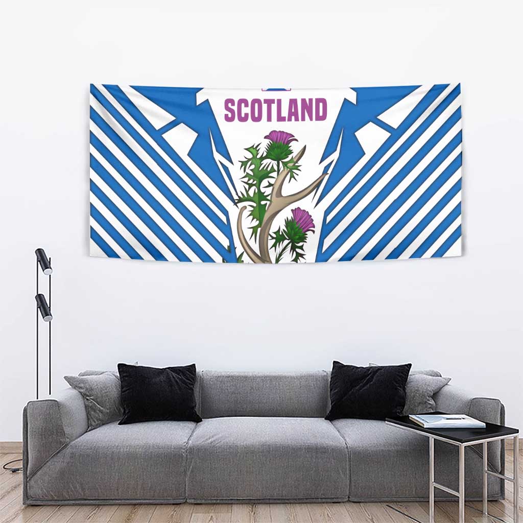 Scotland Thistle and Saltire Tapestry with Blue and White National Design - Wonder Print Shop