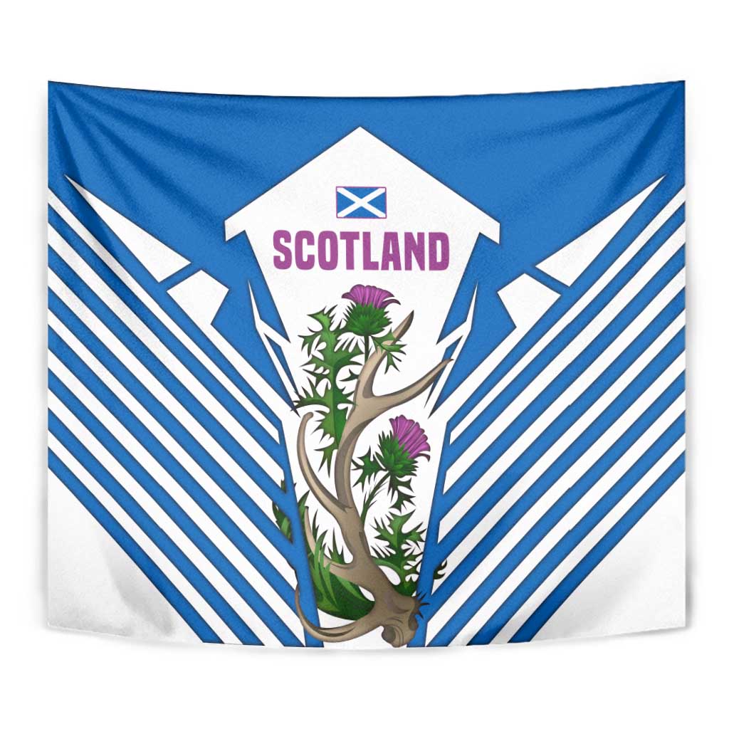 Scotland Thistle and Saltire Tapestry with Blue and White National Design - Wonder Print Shop