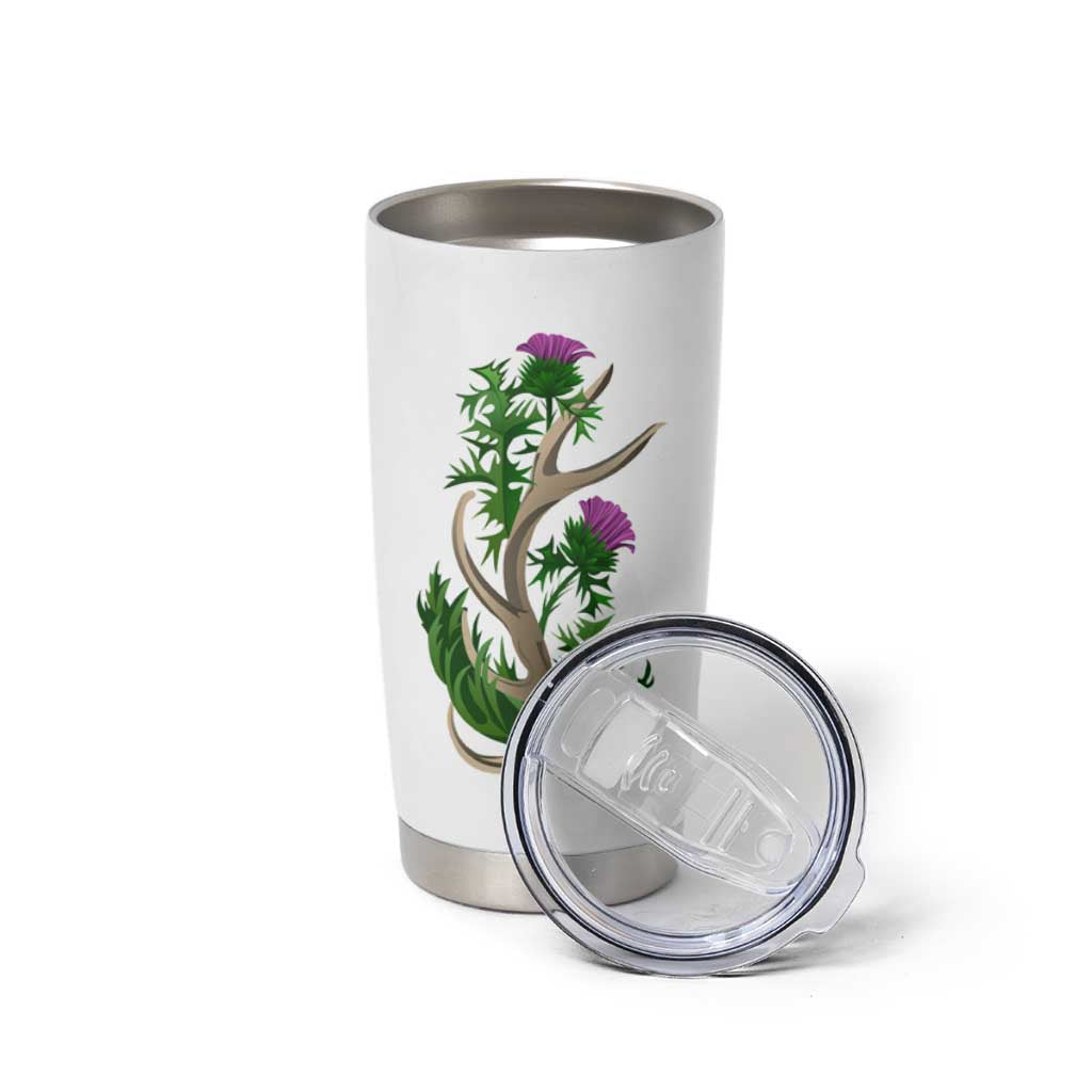 Scotland Thistle and Saltire Tumbler Cup with Blue and White National Design - Wonder Print Shop