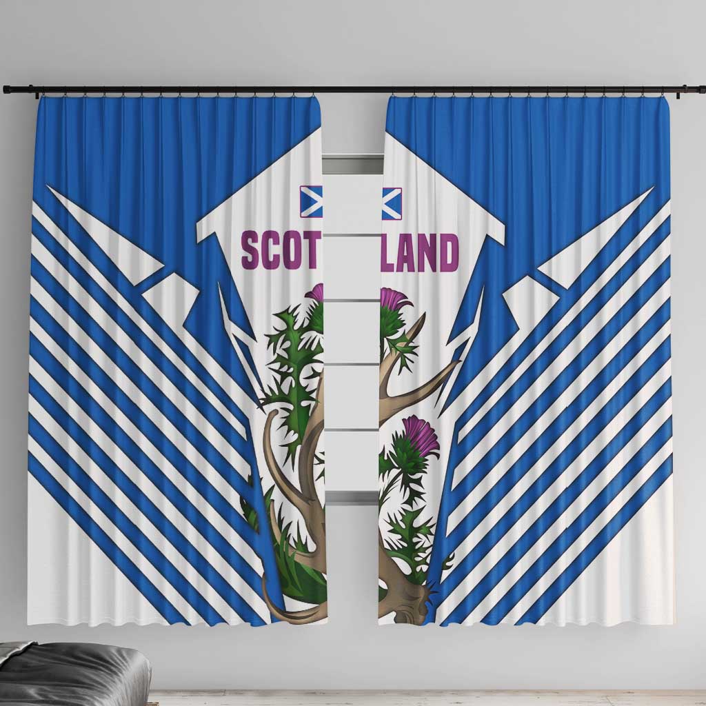 Scotland Thistle and Saltire Window Curtain with Blue and White National Design - Wonder Print Shop