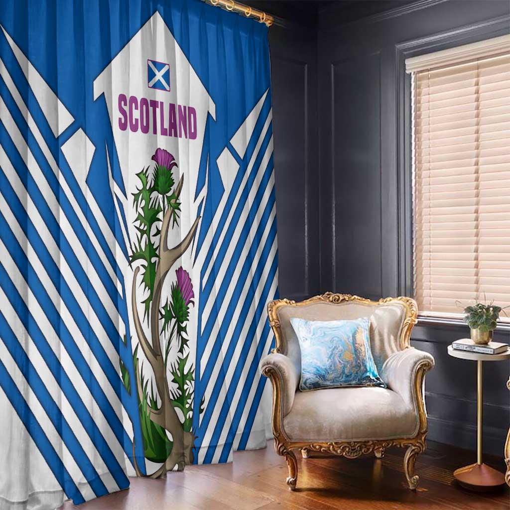 Scotland Thistle and Saltire Window Curtain with Blue and White National Design - Wonder Print Shop