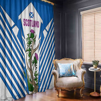 Scotland Thistle and Saltire Window Curtain with Blue and White National Design - Wonder Print Shop