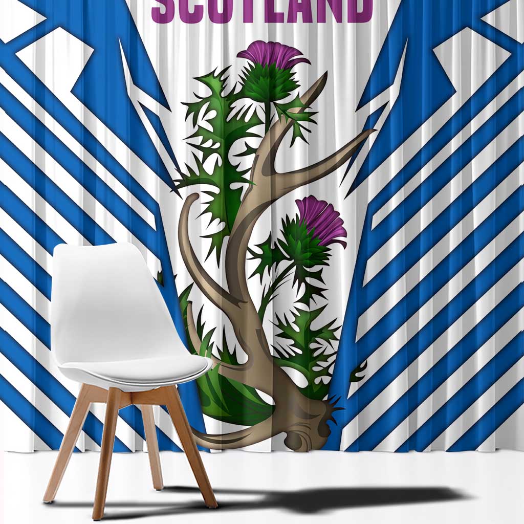 Scotland Thistle and Saltire Window Curtain with Blue and White National Design - Wonder Print Shop