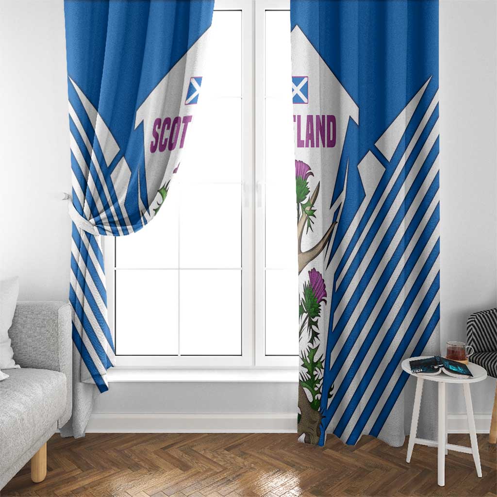 Scotland Thistle and Saltire Window Curtain with Blue and White National Design - Wonder Print Shop