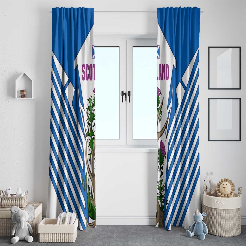 Scotland Thistle and Saltire Window Curtain with Blue and White National Design - Wonder Print Shop