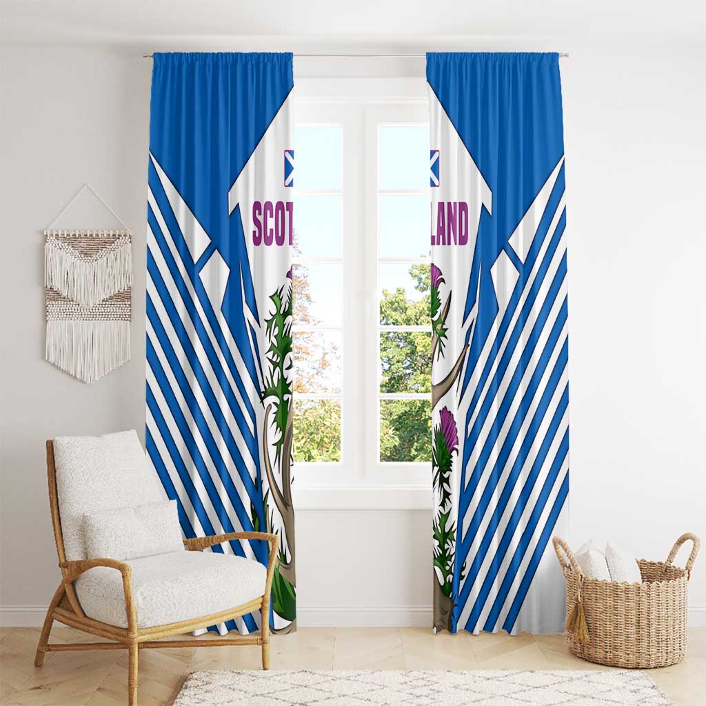 Scotland Thistle and Saltire Window Curtain with Blue and White National Design - Wonder Print Shop