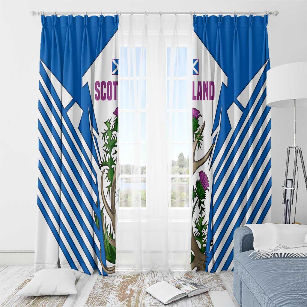Scotland Thistle and Saltire Window Curtain with Blue and White National Design - Wonder Print Shop