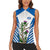 Scotland Thistle and Saltire Women Sleeveless Polo Shirt with Blue and White National Design - Wonder Print Shop