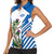 Scotland Thistle and Saltire Women Sleeveless Polo Shirt with Blue and White National Design - Wonder Print Shop