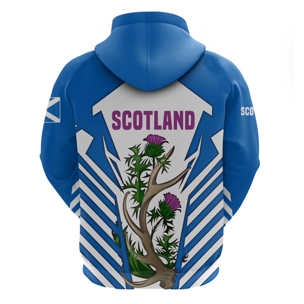 Scotland Thistle and Saltire Zip Hoodie with Blue and White National Design - Wonder Print Shop