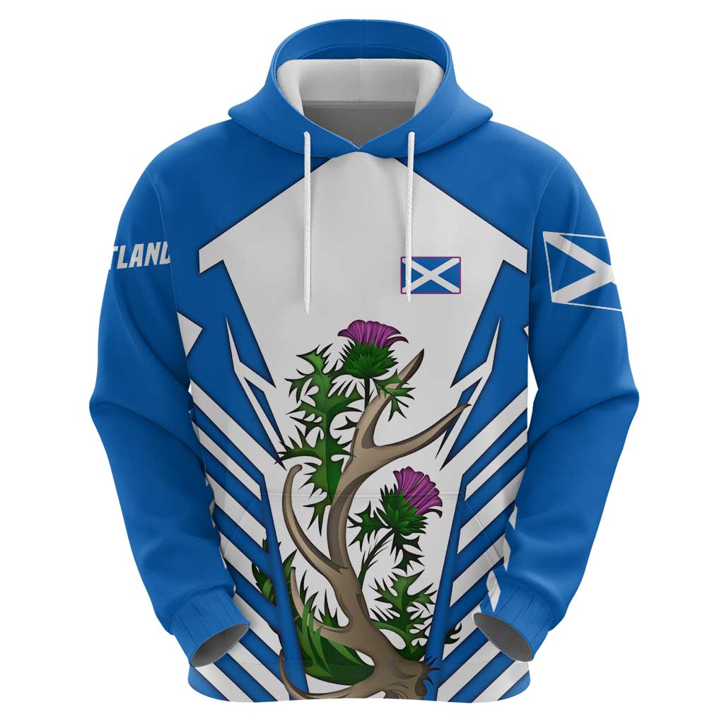 Scotland Thistle and Saltire Zip Hoodie with Blue and White National Design - Wonder Print Shop