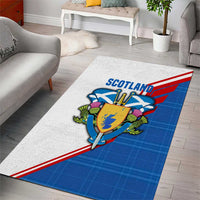 Scotland Blue Tartan Area Rug with Crest and Saltire Shield Design - Wonder Print Shop