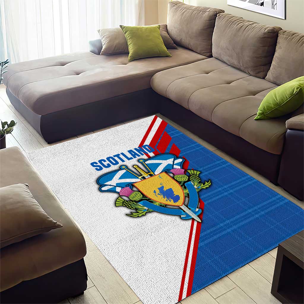 Scotland Blue Tartan Area Rug with Crest and Saltire Shield Design - Wonder Print Shop