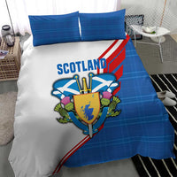 Scotland Blue Tartan Bedding Set with Crest and Saltire Shield Design - Wonder Print Shop
