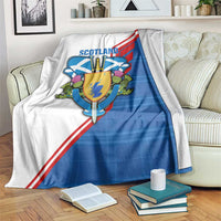 Scotland Blue Tartan Blanket with Crest and Saltire Shield Design - Wonder Print Shop