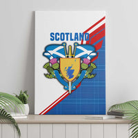 Scotland Blue Tartan Canvas Wall Art with Crest and Saltire Shield Design - Wonder Print Shop
