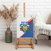 Scotland Blue Tartan Canvas Wall Art with Crest and Saltire Shield Design - Wonder Print Shop