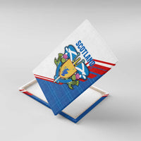 Scotland Blue Tartan Canvas Wall Art with Crest and Saltire Shield Design - Wonder Print Shop