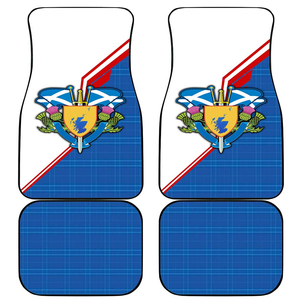 Scotland Blue Tartan Car Mats with Crest and Saltire Shield Design - Wonder Print Shop