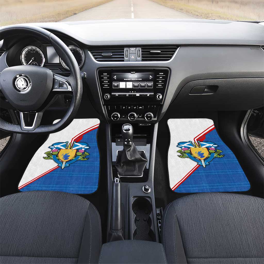 Scotland Blue Tartan Car Mats with Crest and Saltire Shield Design - Wonder Print Shop