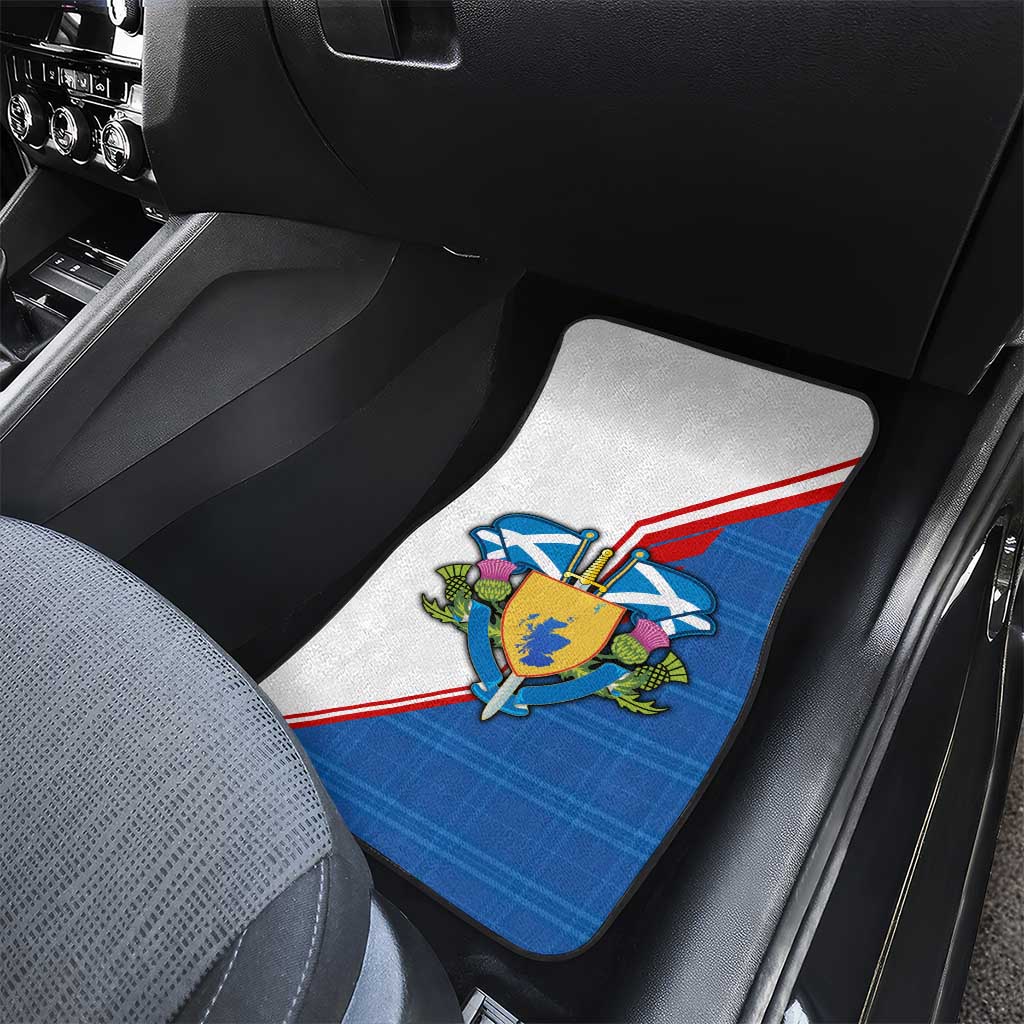 Scotland Blue Tartan Car Mats with Crest and Saltire Shield Design - Wonder Print Shop