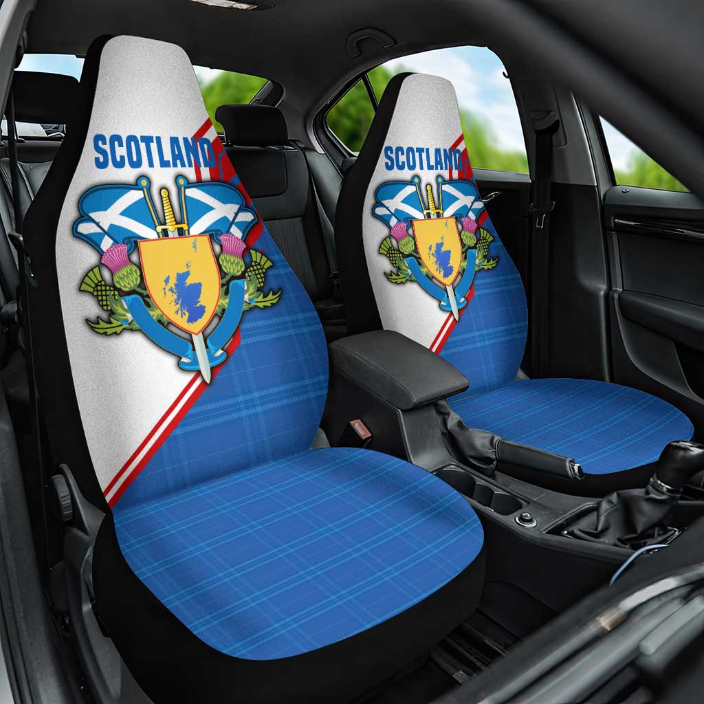 Scotland Blue Tartan Car Seat Cover with Crest and Saltire Shield Design - Wonder Print Shop