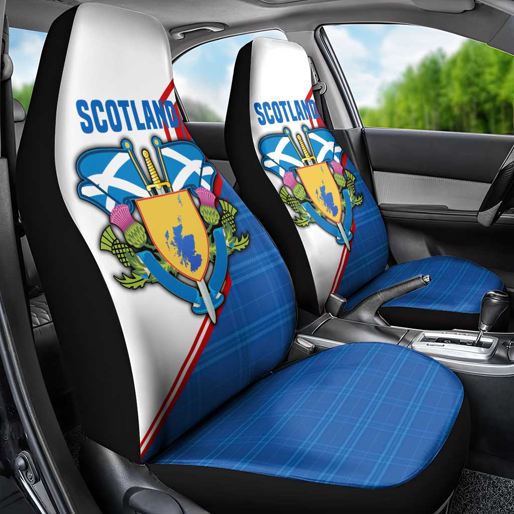 Scotland Blue Tartan Car Seat Cover with Crest and Saltire Shield Design - Wonder Print Shop