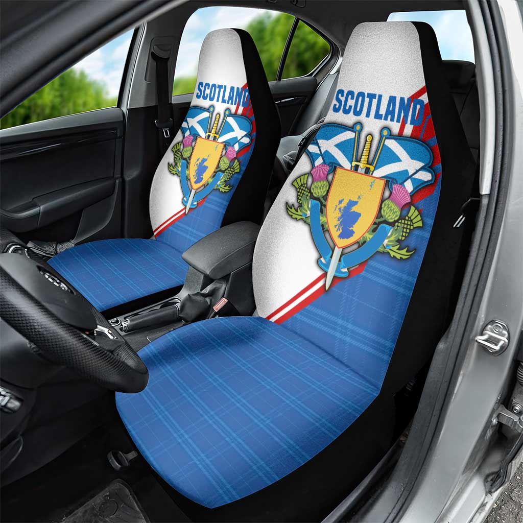 Scotland Blue Tartan Car Seat Cover with Crest and Saltire Shield Design - Wonder Print Shop