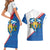 Scotland Blue Tartan Couples Matching Short Sleeve Bodycon Dress and Hawaiian Shirt with Crest and Saltire Shield Design - Wonder Print Shop