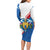 Scotland Blue Tartan Family Matching Long Sleeve Bodycon Dress and Hawaiian Shirt with Crest and Saltire Shield Design - Wonder Print Shop