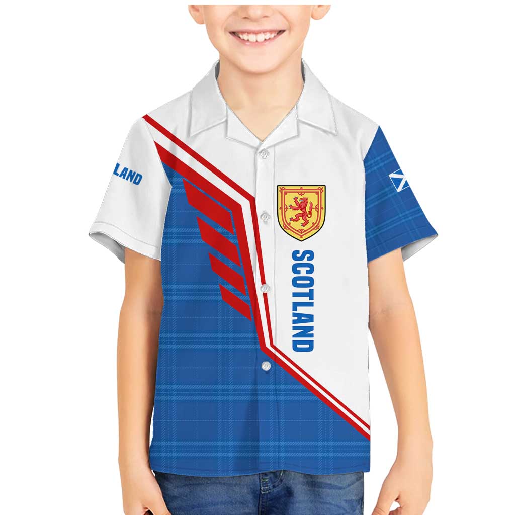 Scotland Blue Tartan Family Matching Mermaid Dress and Hawaiian Shirt with Crest and Saltire Shield Design - Wonder Print Shop